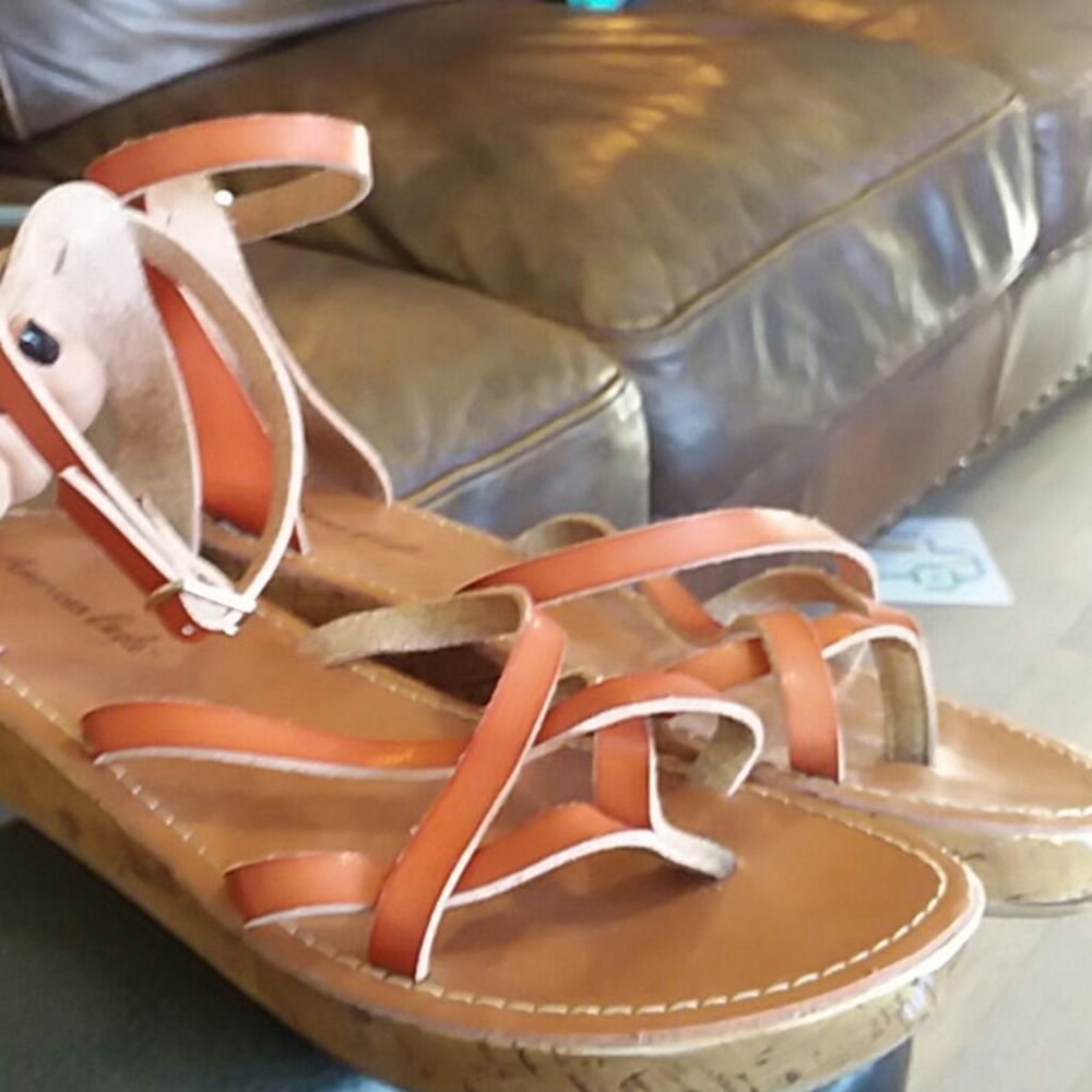 American Eagle brown platform wendi sandals
